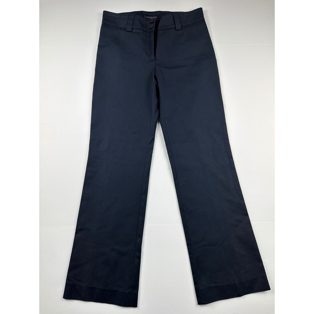 Piazza Sempione Navy Blue Cotton Lycra Straight Leg Trousers Made in Italy IT 38